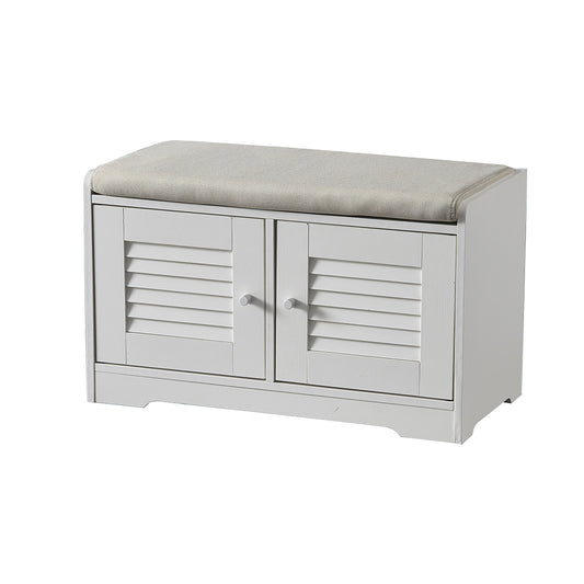 28.74"Shoe Storage Bench with 2 Door Cabinet, Entryway Bench with  White Shoe Storage, Shoe Bench with Cushion, Adjustable Shelves, Shoe Rack Bench for Entryway, Hallway