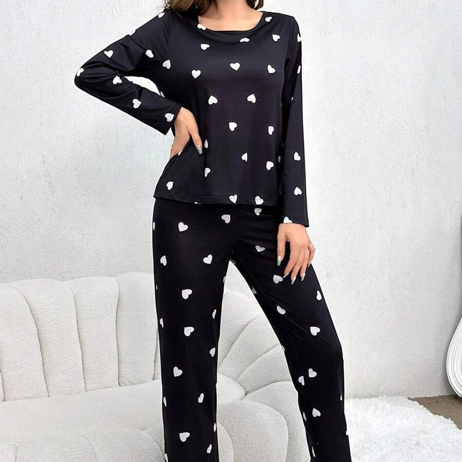 Black and White Heart Design Pajamas