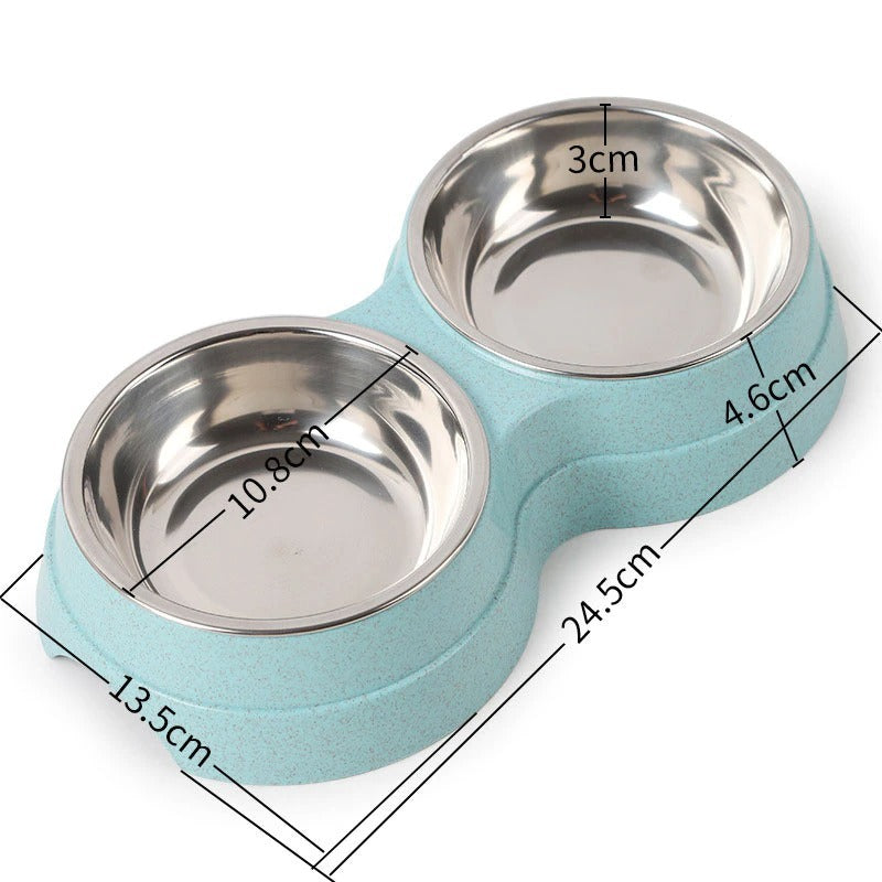 Double Pet Bowls Dog Food Water Feeder Stainless Steel Pet Drinking Dish Feeder Cat Puppy Feeding Supplies