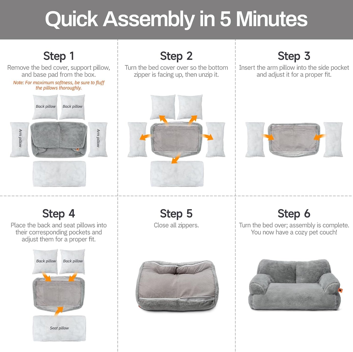 MEWOOFUN Plush Cat Bed for Indoor Cats - Washable 26x19x13 Inch Pet Couch with Non-Slip Bottom, Fluffy Small Dog Bed for Puppies & Kittens, Blue