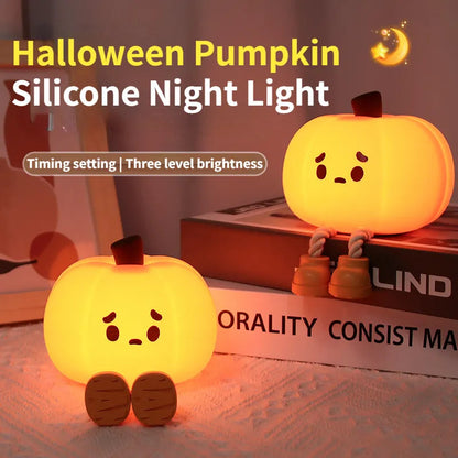 Home Decor Halloween Pumpkin Night Light Cute Soft Silicone Lamp