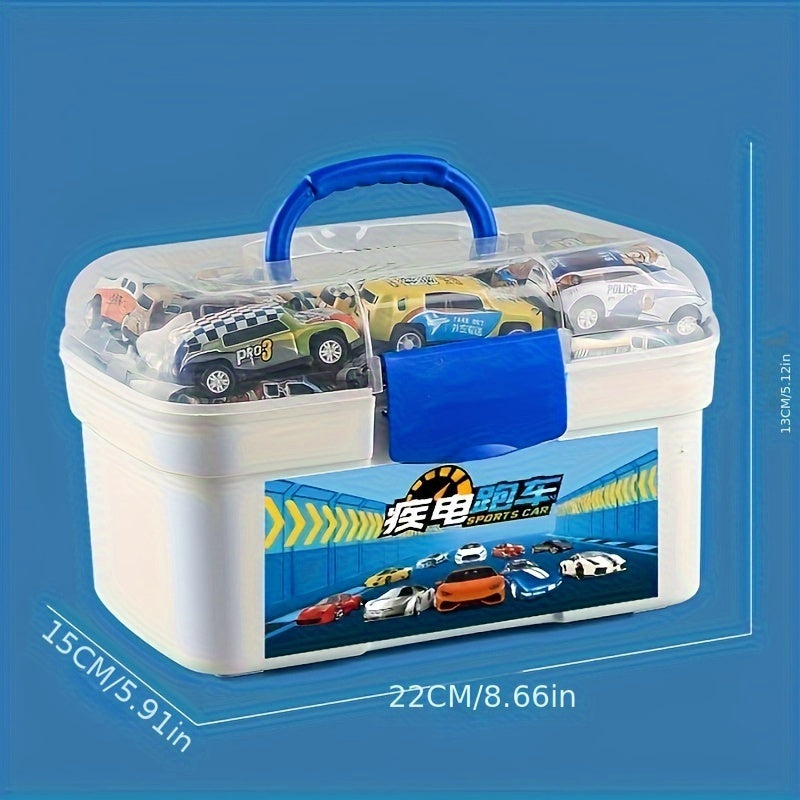A 50-piece Alloy Toy Car Set with a Storage Box and A Foldable Play Mat