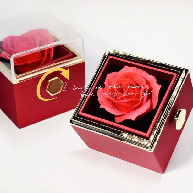 Rotating Soap Flower Rose Gift Box Creative Rotating Rose Jewelry Packaging Box Valentine's Day Gift for Women