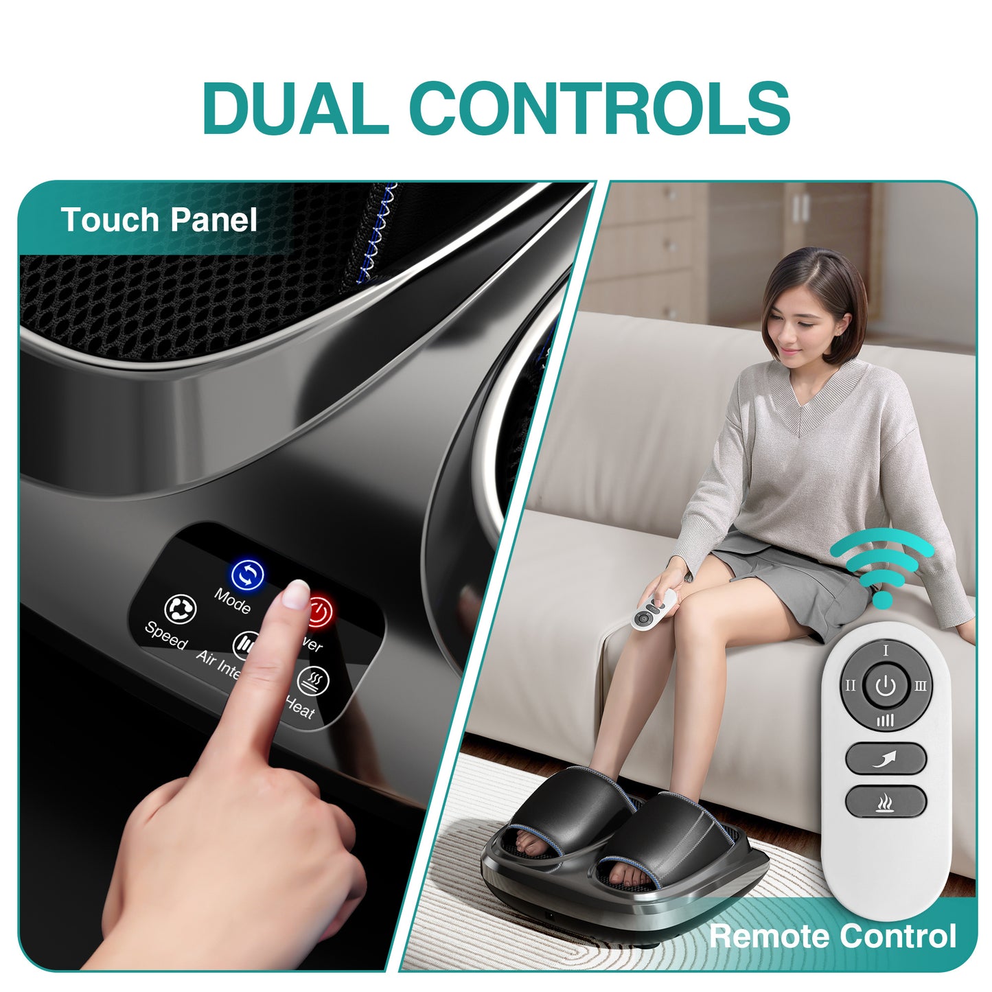 Hot Foot Massager Air Compression Foot Massager Deep Kneading Roll Precise Massage and Heating Function