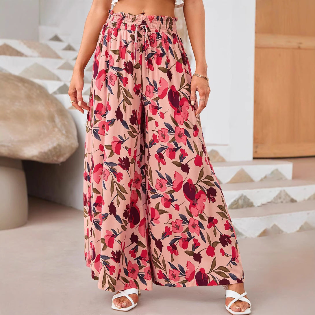 Printed Comfortable Casual Wide-leg women's Trousers