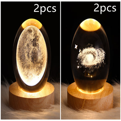 LED Night Light Galaxy Crystal Ball Table Lamp 3D Planet Moon Lamp Bedroom Home Decor for Kids Party Children Birthday Gifts