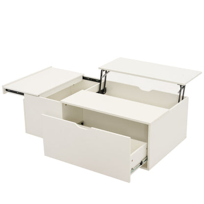 Lift Up Coffee Table, Coffee Table with Drawer, Wooden Tea Tables Sofa End Tables for Living Room Furniture, White