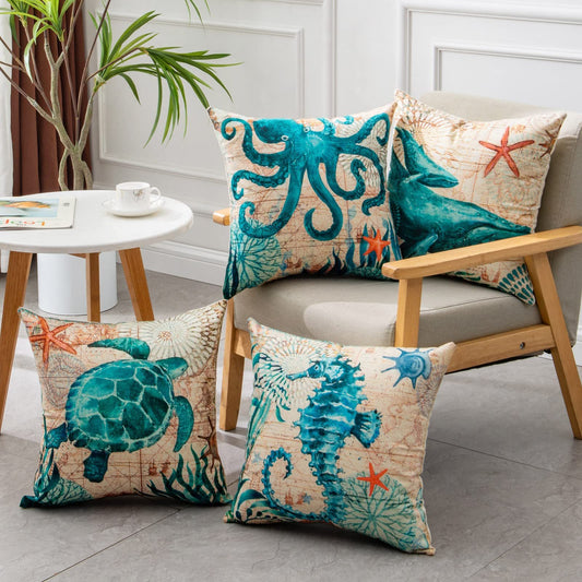 Cushion Covers Sea Turtle Printed Throw Pillowcases For Home Decor Sofa Chair Seat