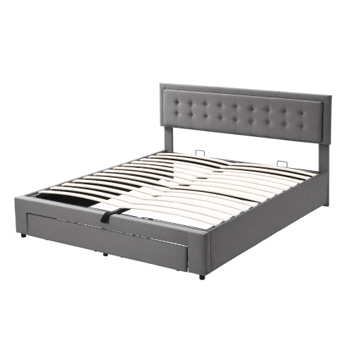 Upholstered Bed, Super King Size Bed-6ft180x200cm, Velvet Fabric, Double Bed, Large Storage Space, With Slats and Headboard, Without Mattress, Rey