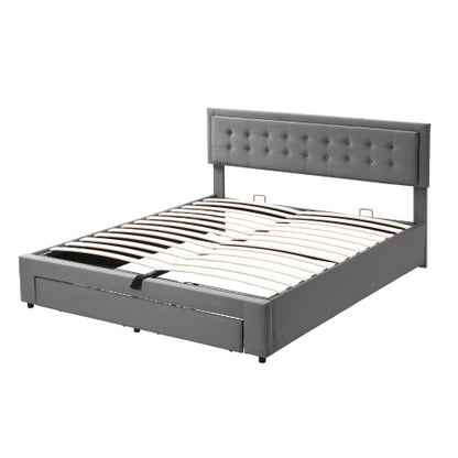 Upholstered Bed, Super King Size Bed-6ft180x200cm, Velvet Fabric, Double Bed, Large Storage Space, With Slats and Headboard, Without Mattress, Rey