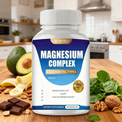 MAGNESIUM COMPLEX Wellness Capsules with Malate & Glycinate And 8 ELEMENTAL MAGNESIUM