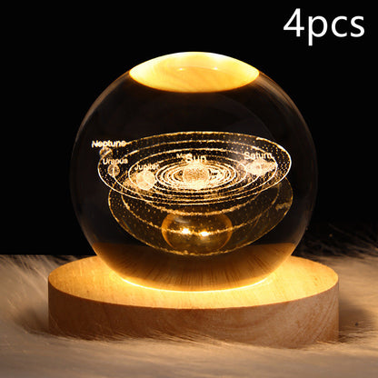 LED Night Light Galaxy Crystal Ball Table Lamp 3D Planet Moon Lamp Bedroom Home Decor for Kids Party Children Birthday Gifts