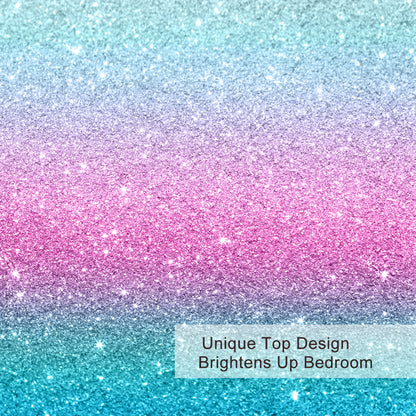 Girly Duvet Cover Rainbow Glitter Ombre Bedding Sets 3 Pcs Chic Purple Blue Green Pastel Bedspreads Sparkle Quilt Cover Set With 2 Pillow Shams