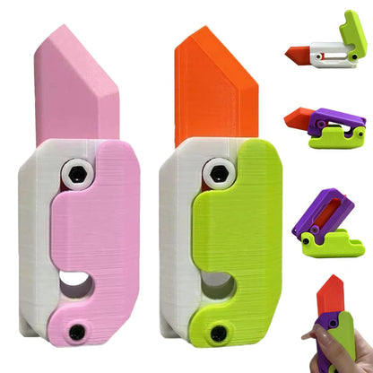 3D Printing Gravity Cub Jumping Small Radish Knife Mini Model Student Prize Pendant Decompression Toy for Children Gift