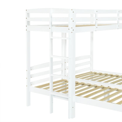 Bunk Bed Triple Sleeper with Side Ladder for Children and Teens 3FT, White 90x190cm,90x200cm Mattress Not Included