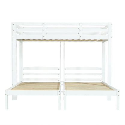 Bunk Bed Triple Sleeper with Side Ladder for Children and Teens 3FT, White 90x190cm,90x200cm Mattress Not Included