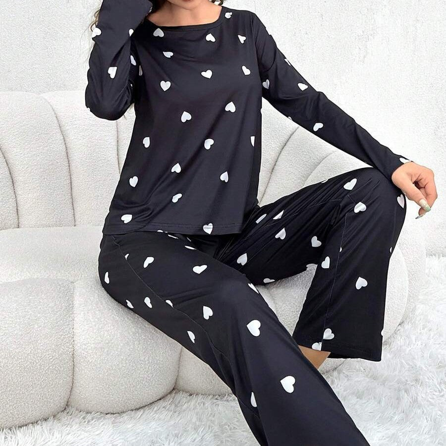 Black and White Heart Design Pajamas