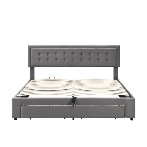 Upholstered Bed, Super King Size Bed-6ft180x200cm, Velvet Fabric, Double Bed, Large Storage Space, With Slats and Headboard, Without Mattress, Rey