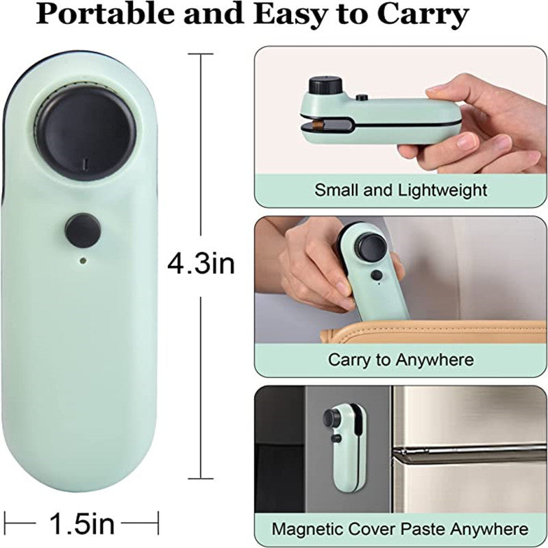 2-in-1 Mini Bag Sealer & Cutter – USB Rechargeable Heat Sealer with Magnetic Base