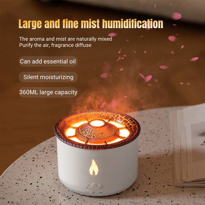 New Creative Ultrasonic Essential Oil Humidifier Volcano Aromatherapy Machine Spray Air Flame Humidifier Diffuser