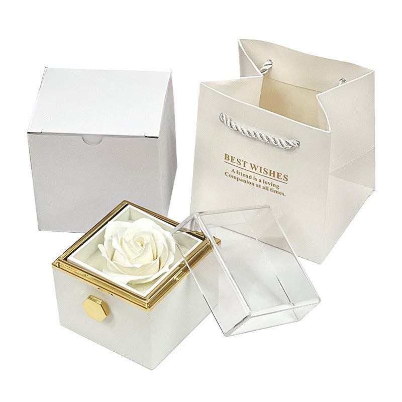 Rotating Soap Flower Rose Gift Box Creative Rotating Rose Jewelry Packaging Box Valentine's Day Gift for Women