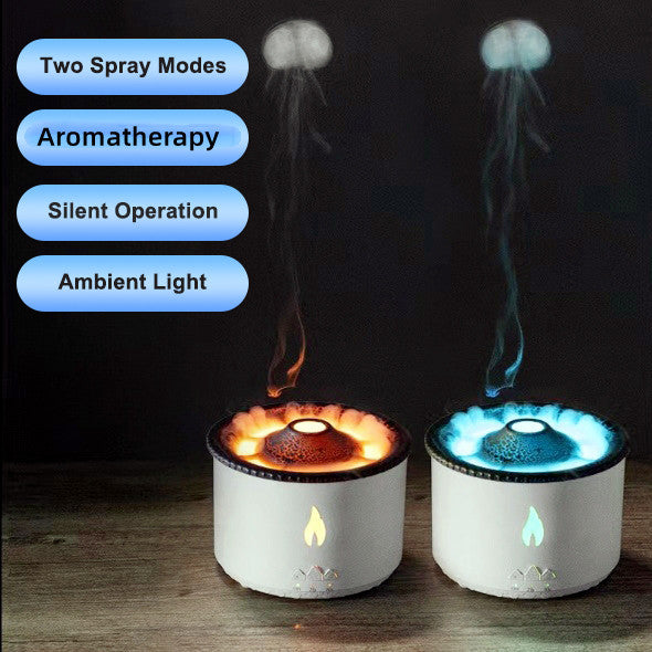 New Creative Ultrasonic Essential Oil Humidifier Volcano Aromatherapy Machine Spray Air Flame Humidifier Diffuser